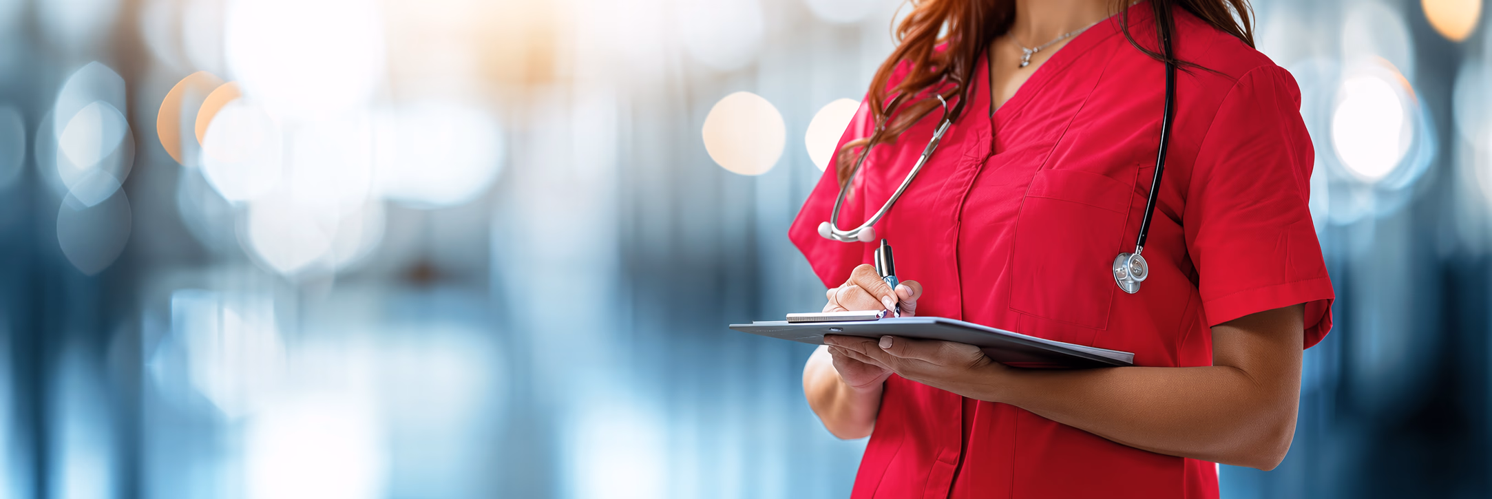 Medical coordinator with clipboard